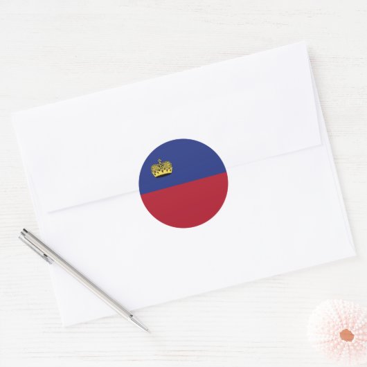 Sticker Rond Drapeau du Liechtenstein (Enveloppe)