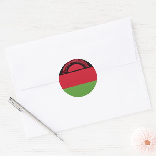 Sticker Rond drapeau du Malawi (Enveloppe)
