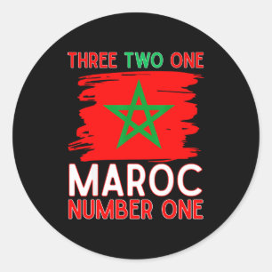 Sticker Rond Drapeau du Maroc Supporter de football marocain po