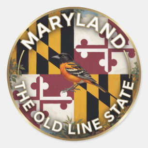Sticker Rond Drapeau du Maryland et patrimoine de l'oriole de B