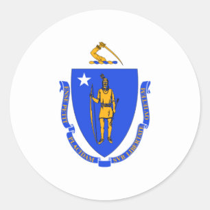 Sticker Rond Drapeau du Massachusetts