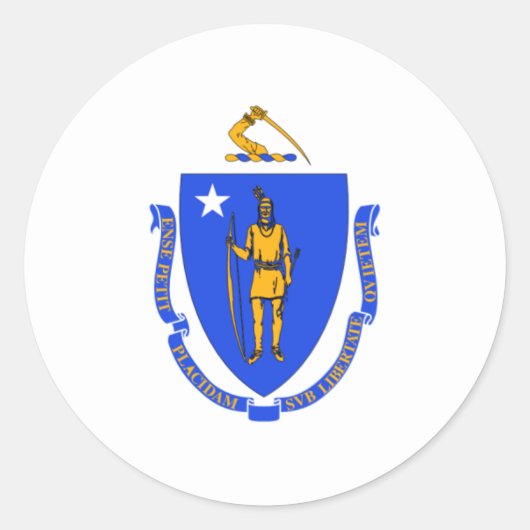 Sticker Rond Drapeau du Massachusetts (Devant)
