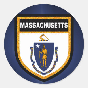 Sticker Rond Drapeau du Massachusetts