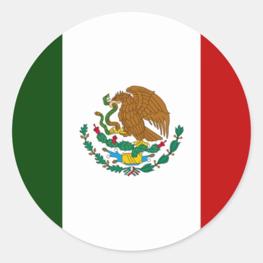 Sticker Rond Drapeau du Mexique (Devant)