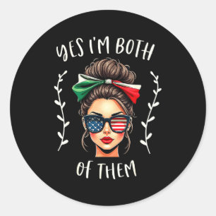 Sticker Rond Drapeau du Mexique et des États-Unis pour moitié m