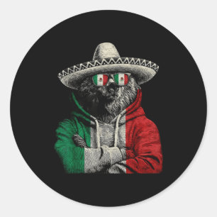 Sticker Rond Drapeau du Mexique Fierté mexicaine Racines mexica
