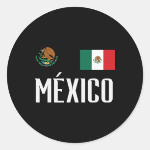 Sticker Rond Drapeau du Mexique Footbyll mexicain Fan de footba