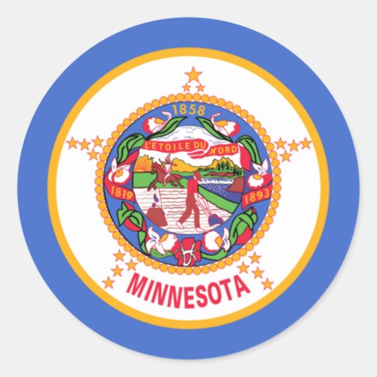 Sticker Rond Drapeau du Minnesota, Drapeau du Minnesota (Devant)