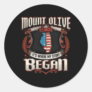 Sticker Rond Drapeau du mont Olive Illinois Usa 4 juillet