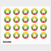 Sticker Rond Drapeau du Myanmar (Feuille)