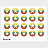 Sticker Rond Drapeau du Myanmar (Feuille)
