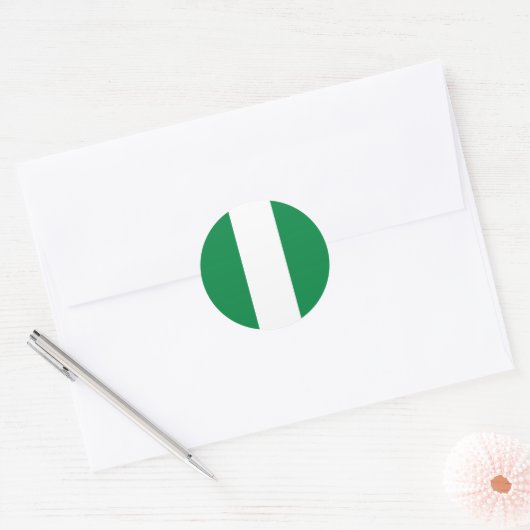 Sticker Rond Drapeau du Nigeria (Enveloppe)