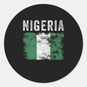Sticker Rond Drapeau du Nigeria en détresse - Drapeau du Nigeri