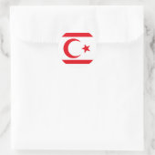Sticker Rond Drapeau du nord de Chypre (Sac)