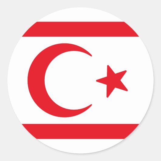 Sticker Rond Drapeau du nord de Chypre (Devant)