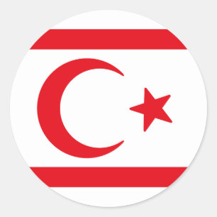 Sticker Rond Drapeau du nord de Chypre