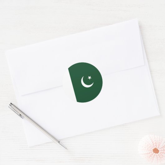 Sticker Rond Drapeau du Pakistan (Enveloppe)