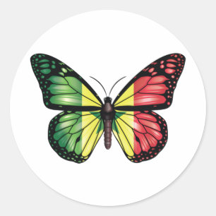 Sticker Rond Drapeau du papillon du Sénégal