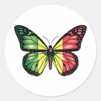 Sticker Rond Drapeau du papillon du Sénégal