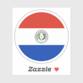 Sticker rond drapeau du Paraguay (Feuille)
