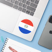 Sticker rond drapeau du Paraguay (Ordinateur portable avec iPhone)