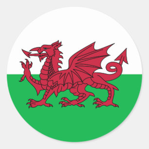 Sticker Rond Drapeau du Pays de Galles