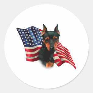 Sticker Rond Drapeau du Pinscher miniature (noir)