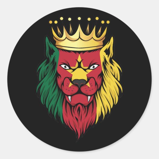 Sticker Rond Drapeau du roi Lion Cameroun (Devant)