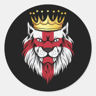 Sticker Rond Drapeau du roi Lion d'Angleterre
