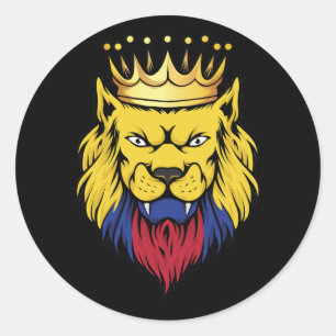 Sticker Rond Drapeau du roi Lion de Colombie