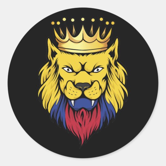 Sticker Rond Drapeau du roi Lion de Colombie (Devant)