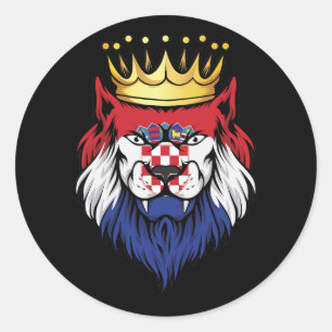 Sticker Rond Drapeau du roi Lion de Croatie