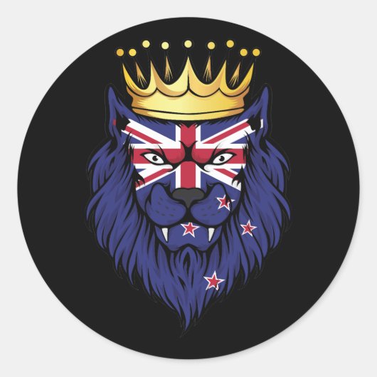 Sticker Rond Drapeau du roi-lion de Nouvelle-Zélande (Devant)