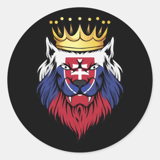 Sticker Rond Drapeau du roi Lion de Slovaquie (Devant)