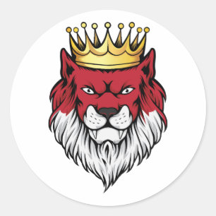 Sticker Rond Drapeau du roi Lion d'Indonésie