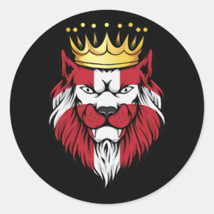 Sticker Rond Drapeau du roi Lion du Danemark