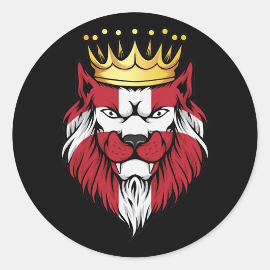 Sticker Rond Drapeau du roi Lion du Danemark (Devant)