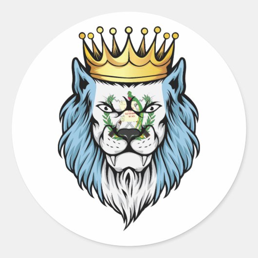 Sticker Rond Drapeau du roi Lion du Guatemala (Devant)