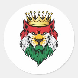 Sticker Rond Drapeau du roi Lion du Kurdistan
