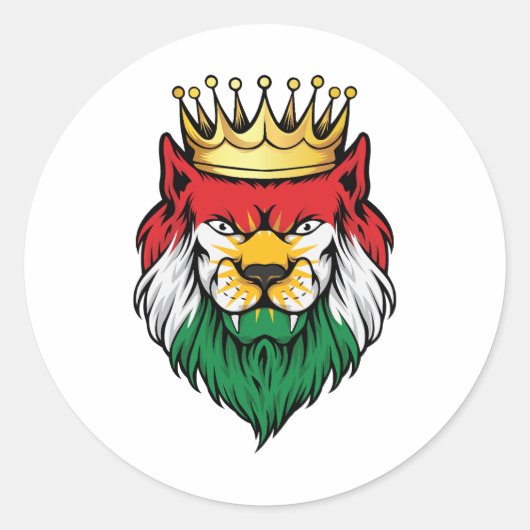 Sticker Rond Drapeau du roi Lion du Kurdistan (Devant)