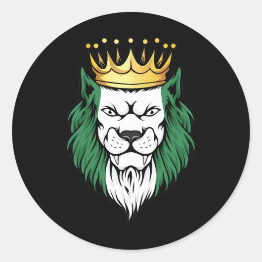 Sticker Rond Drapeau du roi Lion du Nigeria (Devant)