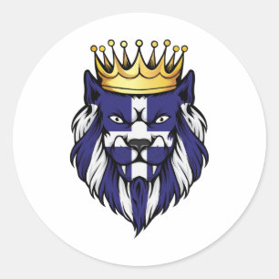 Sticker Rond Drapeau du roi Lion Grèce
