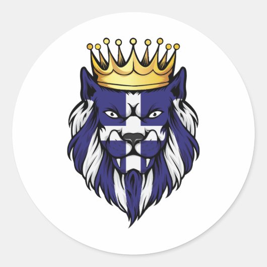 Sticker Rond Drapeau du roi Lion Grèce (Devant)