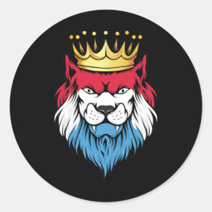 Sticker Rond Drapeau du roi Lion Luxembourg
