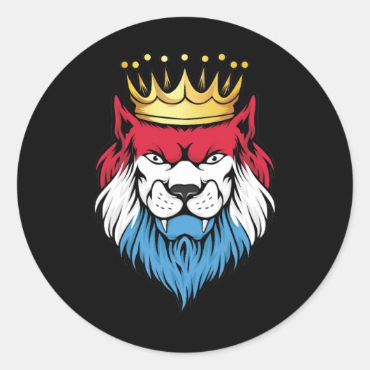 Sticker Rond Drapeau du roi Lion Luxembourg (Devant)