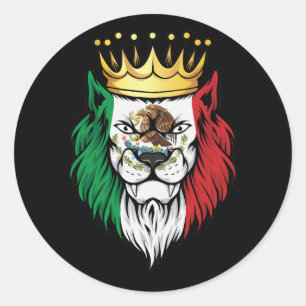 Sticker Rond Drapeau du roi Lion Mexique