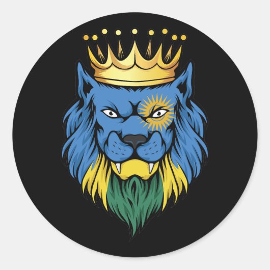 Sticker Rond Drapeau du roi Lion Rwanda (Devant)