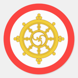 Sticker Rond Drapeau du royaume de Sikkim