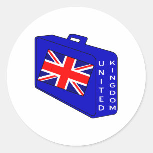 Sticker Rond Drapeau du Royaume-Uni Valise Bleue