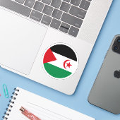 Sticker rond Drapeau du Sahara Occidental (Ordinateur portable avec iPhone)